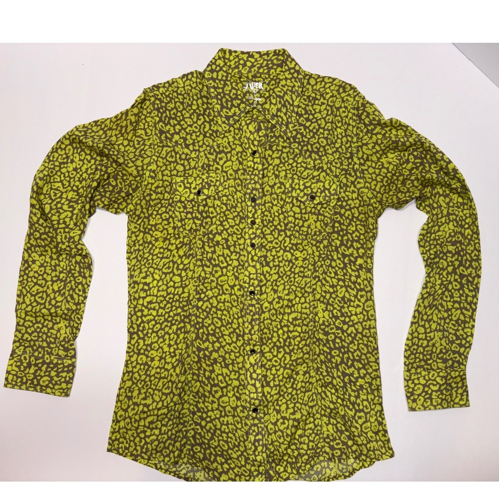Rock‎ 47 by Wrangler Women's M Leopard Print Long Sleeve Button Up Shirt
